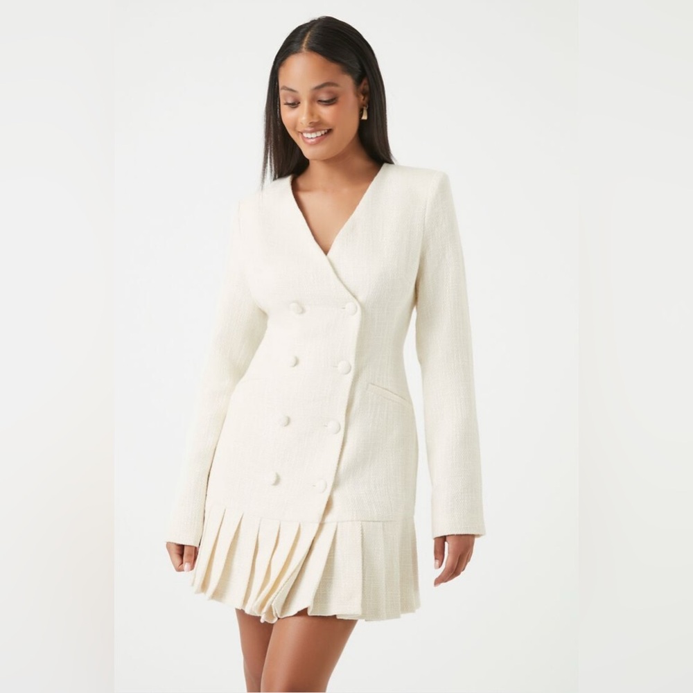 F21 Pleated Tweed Blazer Mini Dress